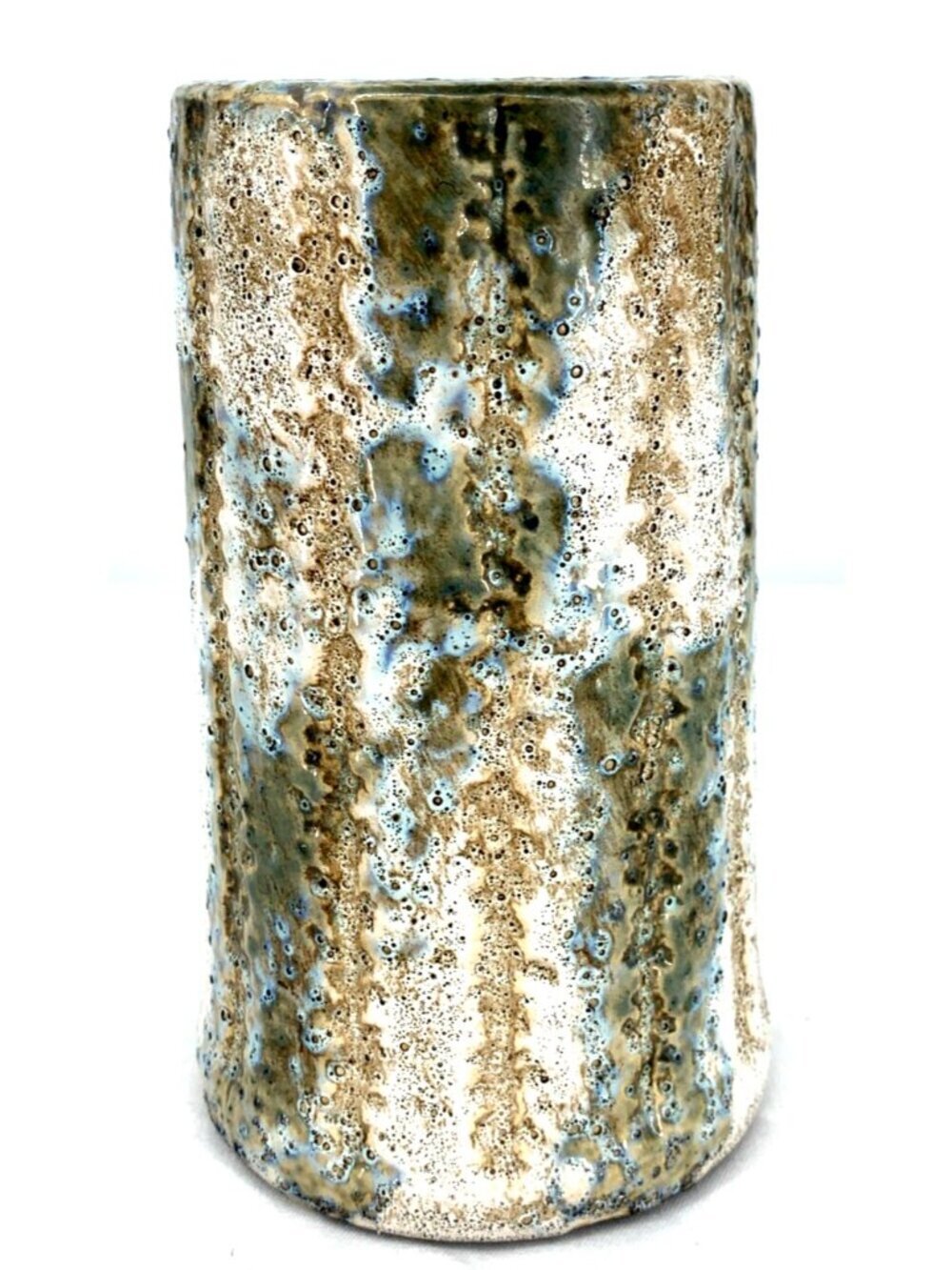 Alienware Studio Art Vase Lava Glaze Neutral Tones 7.75" Tall Brualist Vintage